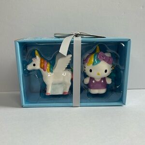 Hello Kitty Blue Sky Salt & Pepper Set, Unicorn, Colorful, Hand Painted, NEW!